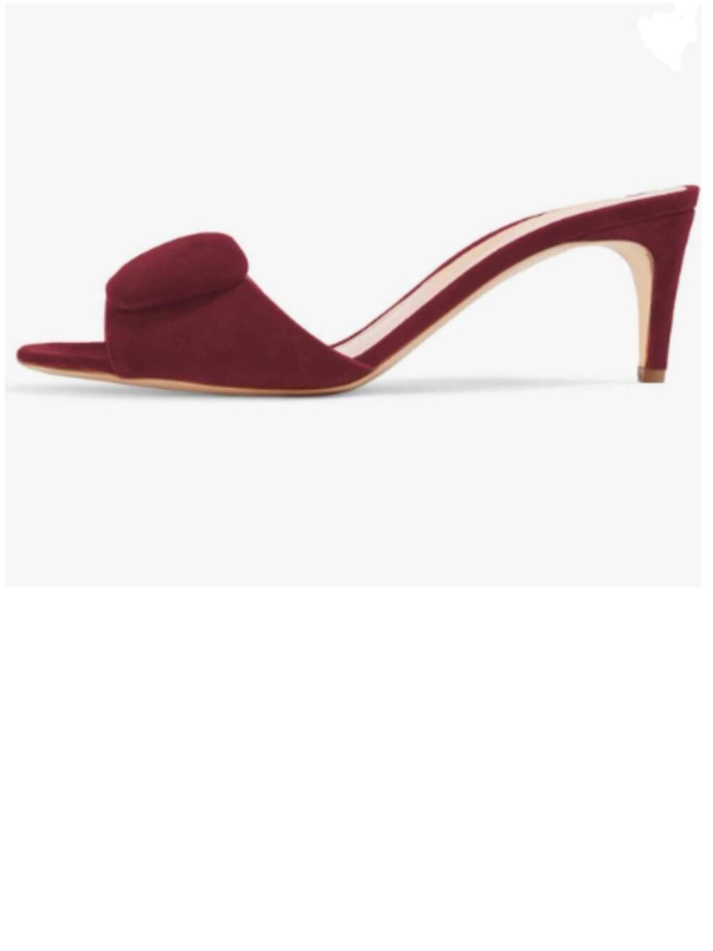 FSJ Wine Red-suede Peep Toe Kitten Heels Backless Summer Sandals Slide On Mules